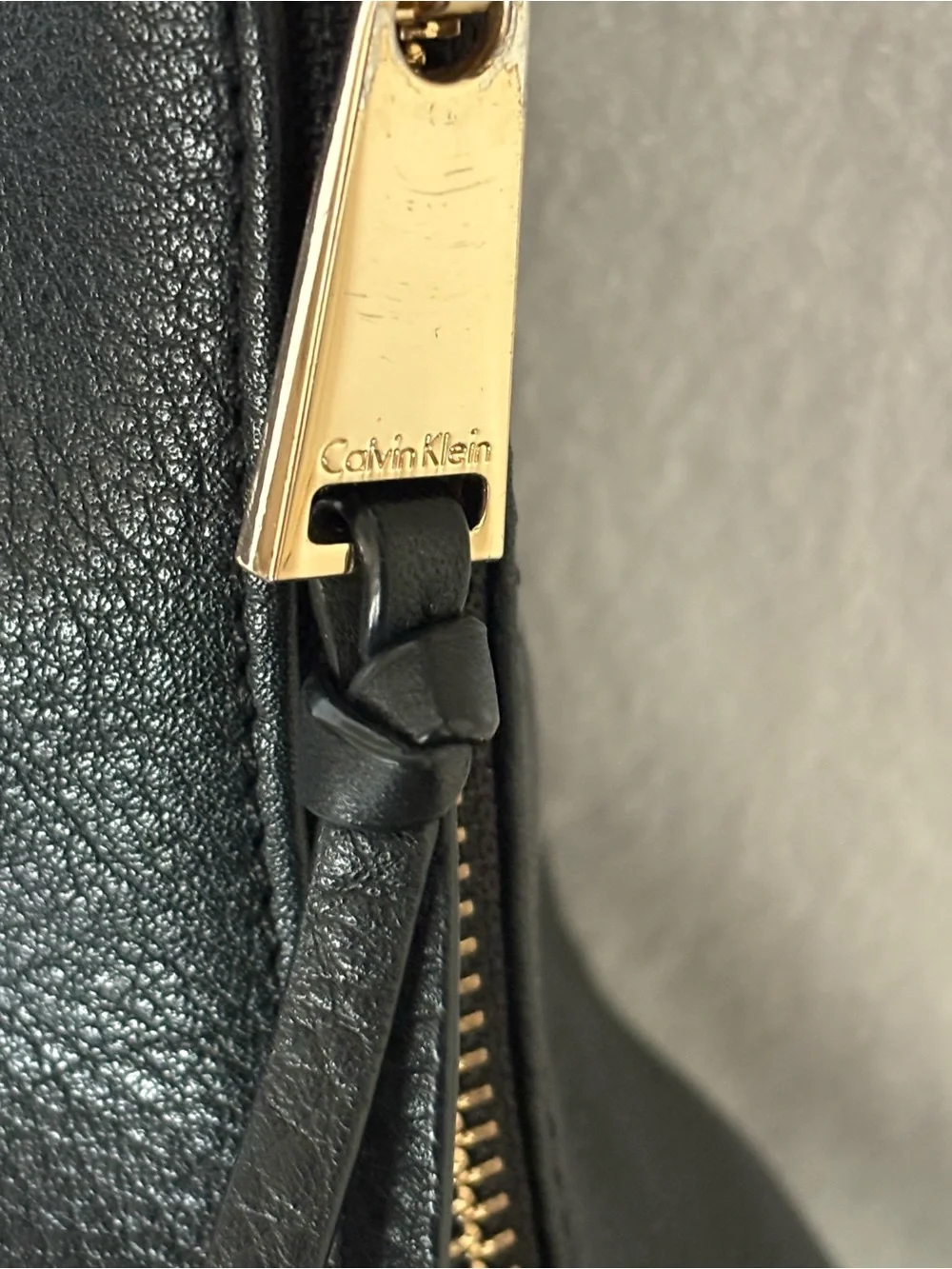Calvin Klein Black Leather Hobo with Gold Accents